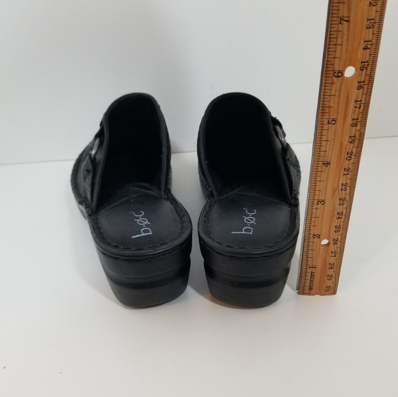 Born BOC Black Leather Slip On Clog Shoes Women's Size 8M - Picture 3 of 6